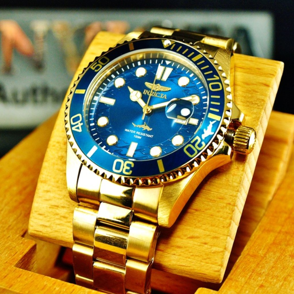 Sale 18k Gold Plated Blue Dial Gold Watch